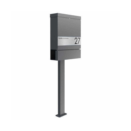 BRENTANO ST-BP design letterbox with newspaper compartment - RAL 7016 anthracite grey | Mailboxes | Briefkasten Manufaktur