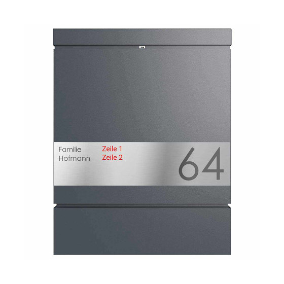 BRENTANO ST-BP design letterbox with newspaper compartment - RAL 7016 anthracite grey | Mailboxes | Briefkasten Manufaktur