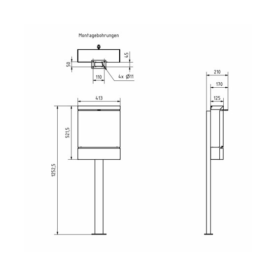 Buzón BRENTANO diseño ST-BP con compartimento para periódicos - RAL 7016 gris antracita | Buzones | Briefkasten Manufaktur