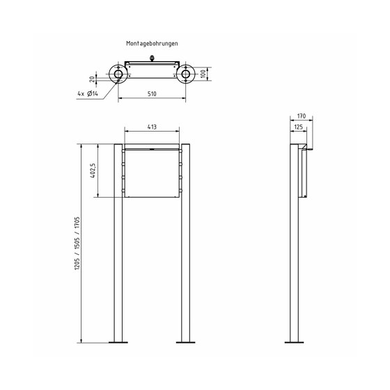 Design Standbriefkasten BRENTANO ST-R - RAL 7016 anthrazitgrau | Briefkästen | Briefkasten Manufaktur