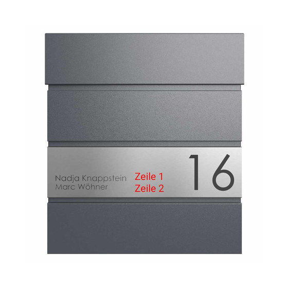 Cassetta per le lettere KANT Edition con scomparto per giornali - design Elegance 1 - grigio antracite RAL 7016 | Buchette lettere | Briefkasten Manufaktur