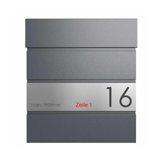 KANT Edition letterbox with newspaper compartment - Elegance 1 design - RAL 7016 anthracite grey | Buzones | Briefkasten Manufaktur