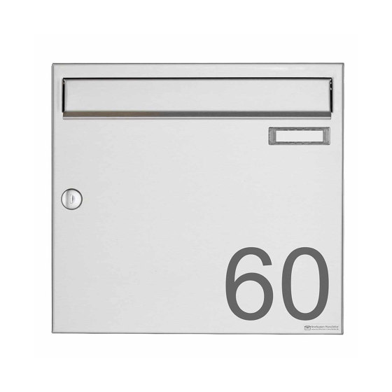 1er Standard letterbox Design BASIC Plus 381X ST-R with closed newspaper compartment - polished stainless steel 100mm depth | Mailboxes | Briefkasten Manufaktur