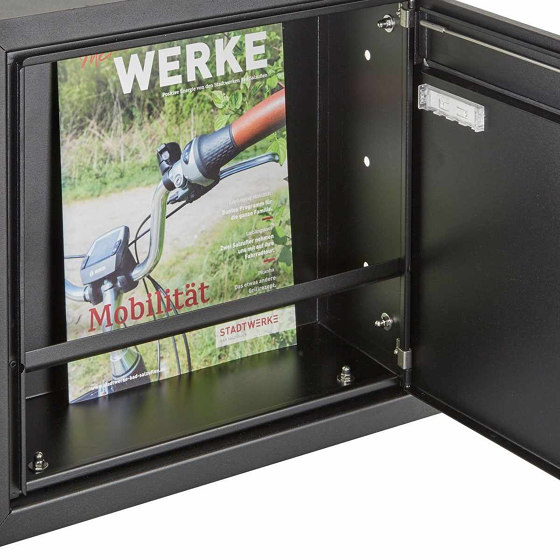 4er Design BASIC Plus 380X ST-T letterbox with bell box & newspaper compartment - RAL 100mm depth | Buzones | Briefkasten Manufaktur