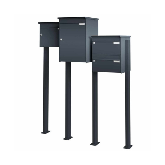 4-piece stainless steel letterbox system free-standing Design BASIC Plus Xubic 385X ST-BP - RAL as desired | Mailboxes | Briefkasten Manufaktur