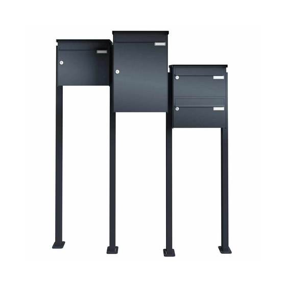 4-piece stainless steel letterbox system free-standing Design BASIC Plus Xubic 385X ST-BP - RAL as desired | Mailboxes | Briefkasten Manufaktur