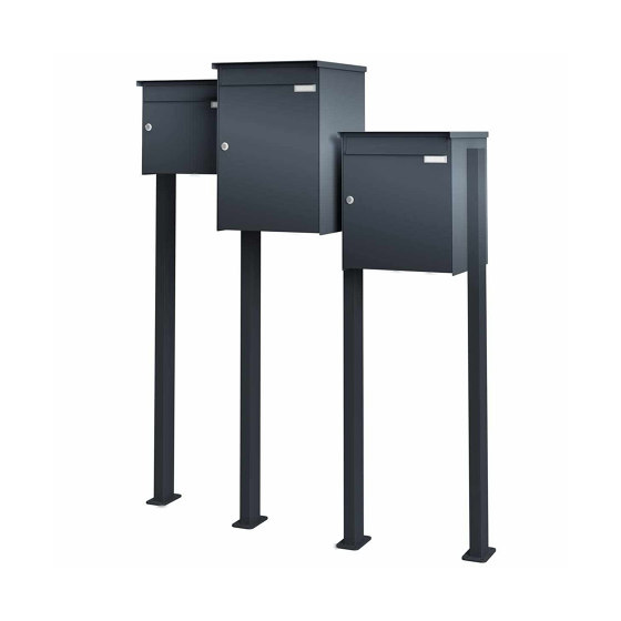 3 x stainless steel free-standing letterboxes Design BASIC Plus Xubic 385X ST-BP - RAL as desired | Buzones | Briefkasten Manufaktur