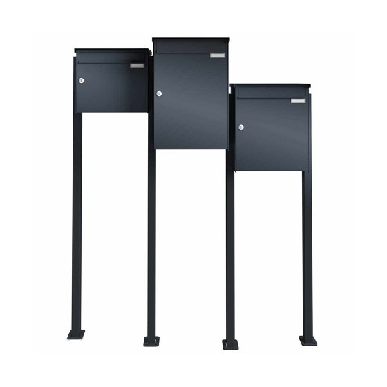 3 x stainless steel free-standing letterboxes Design BASIC Plus Xubic 385X ST-BP - RAL as desired | Mailboxes | Briefkasten Manufaktur