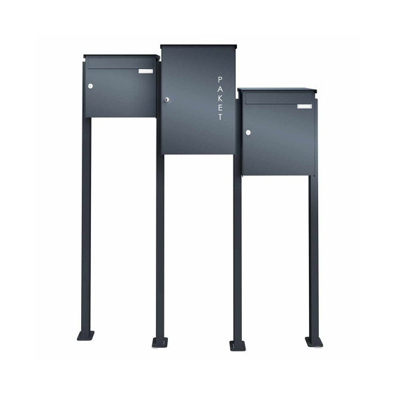 2pcs stainless steel freestanding letterbox Design BASIC Plus Xubic 385X ST-BP with parcel box 550x370 - RAL colour | Buzones | Briefkasten Manufaktur