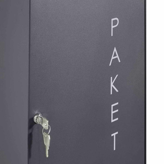 2pcs stainless steel freestanding letterbox Design BASIC Plus Xubic 385X ST-BP with parcel box 550x370 - RAL colour | Mailboxes | Briefkasten Manufaktur