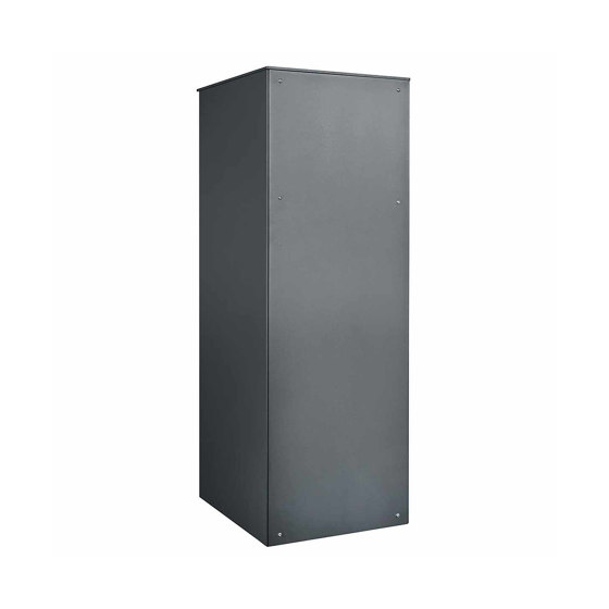 Stainless steel parcel post pedestal BASIC Plus 864XS with parcel compartment 550x370 - RAL of your choice | Buzones | Briefkasten Manufaktur