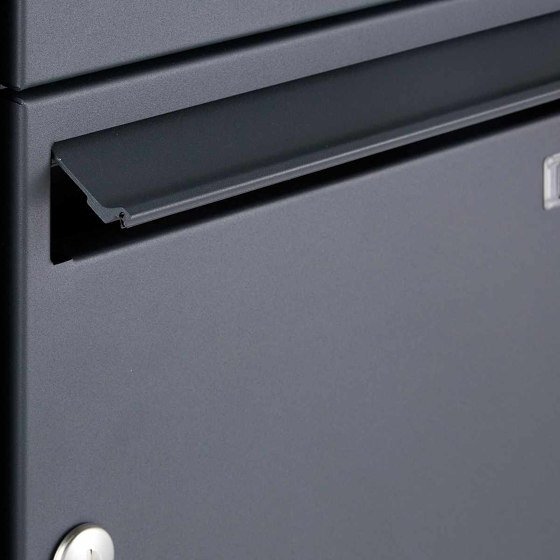 4er 2x2 Standbriefkasten Design BASIC 381 ST-R with 2x newspaper compartment closed - RAL 7016 anthracite Top 100mm depth | Mailboxes | Briefkasten Manufaktur