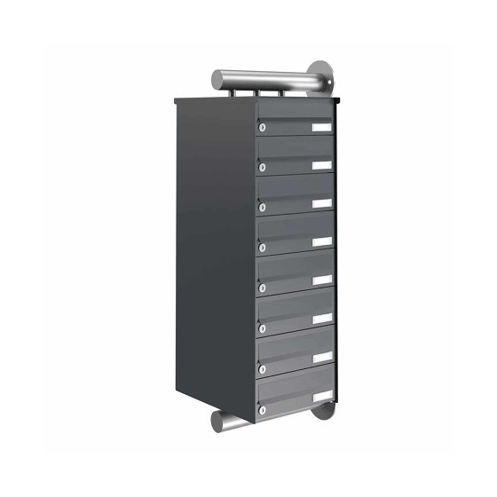 8-panel stainless steel letterbox system Design BASIC Plus 385XW for side wall mounting - RAL as desired | Mailboxes | Briefkasten Manufaktur