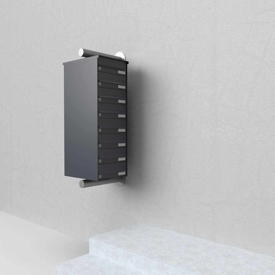 6-panel stainless steel letterbox system Design BASIC Plus 385XW for side wall mounting - RAL as desired | Mailboxes | Briefkasten Manufaktur