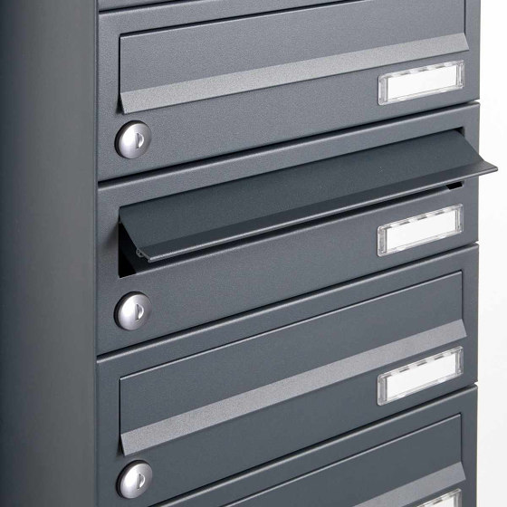 7er Edelstahl Briefkastenanlage Design BASIC Plus 385XW zur seitlichen Wandmontage - RAL nach Wahl | Briefkästen | Briefkasten Manufaktur