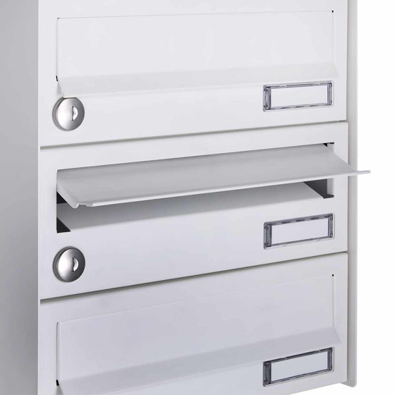 7-panel stainless steel letterbox system Design BASIC Plus 385XW for side wall mounting - RAL to choice | Mailboxes | Briefkasten Manufaktur