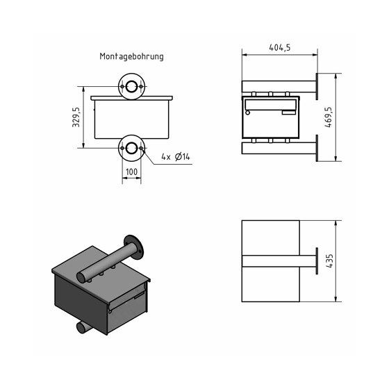 385XW220 Cassetta per le lettere Design BASIC Plus in acciaio inox per montaggio laterale a parete - RAL a scelta | Buchette lettere | Briefkasten Manufaktur