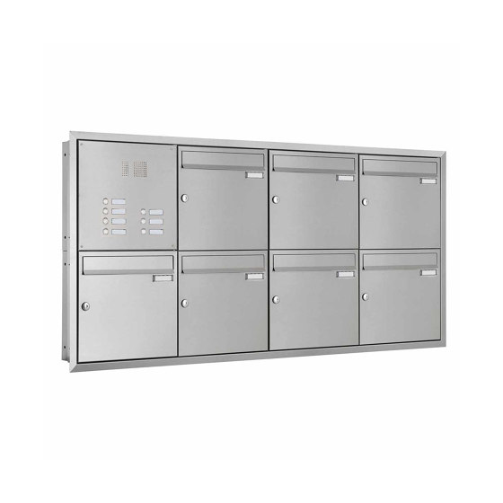 7er 4x2 flush-mounted letterbox BASIC Plus 382XU UP - polished stainless steel - individual right 100mm depth | Buzones | Briefkasten Manufaktur