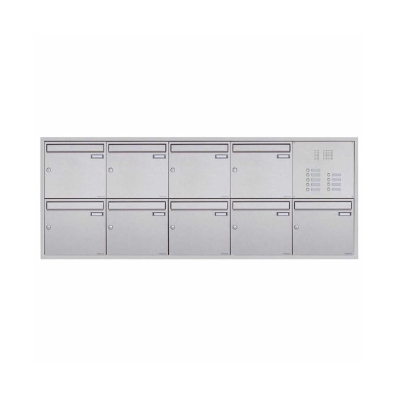 9er 5x2 flush-mounted letterbox BASIC Plus 382XU UP - polished stainless steel - individual right 100mm depth | Buzones | Briefkasten Manufaktur