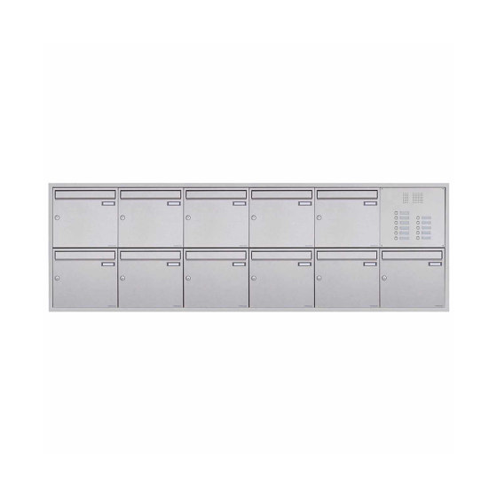 11er 6x2 flush-mounted letterbox BASIC Plus 382XU UP - polished stainless steel - customised right 100mm depth | Mailboxes | Briefkasten Manufaktur