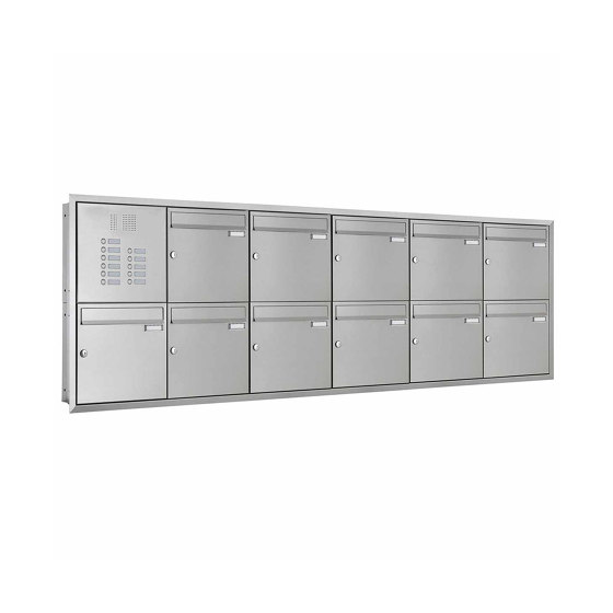11er 6x2 flush-mounted letterbox BASIC Plus 382XU UP - polished stainless steel - customised right 100mm depth | Buzones | Briefkasten Manufaktur