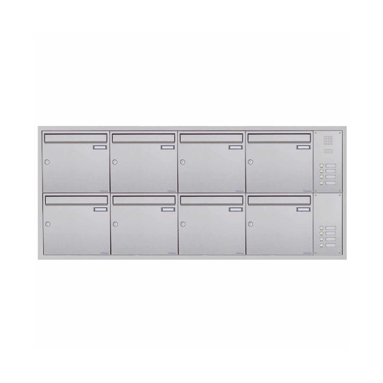8er Stainless steel flush-mounted letterbox BASIC Plus 382XU UP with bell box lateral right 100mm depth | Buzones | Briefkasten Manufaktur