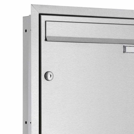 8er Stainless steel flush-mounted letterbox BASIC Plus 382XU UP with bell box lateral right 100mm depth | Mailboxes | Briefkasten Manufaktur