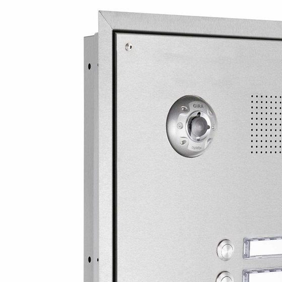 8er Stainless steel flush-mounted letterbox BASIC Plus 382XU UP with bell box lateral right 100mm depth | Buzones | Briefkasten Manufaktur