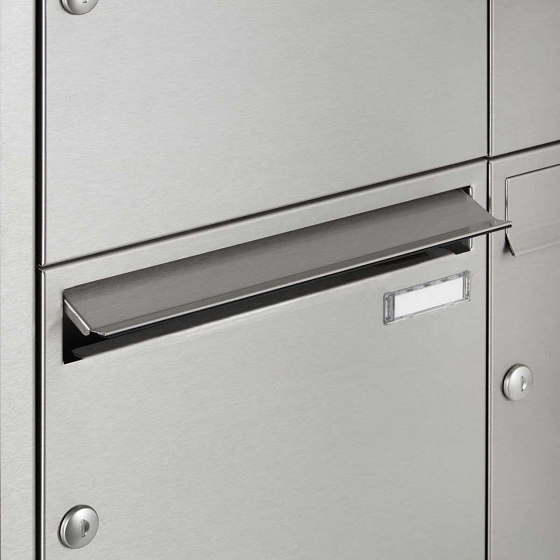 12er Stainless steel flush-mounted letterbox system BASIC Plus 382XU UP with bell box on the side right 100mm depth | Mailboxes | Briefkasten Manufaktur