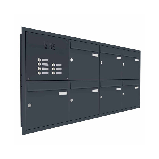 7er 4x2 stainless steel flush-mounted letterbox BASIC Plus 382XU UP - RAL of your choice - Individual Right 100mm depth | Buzones | Briefkasten Manufaktur