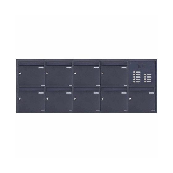 9er 5x2 stainless steel flush-mounted letterbox BASIC Plus 382XU UP - RAL at choice - individual right 100mm depth | Mailboxes | Briefkasten Manufaktur