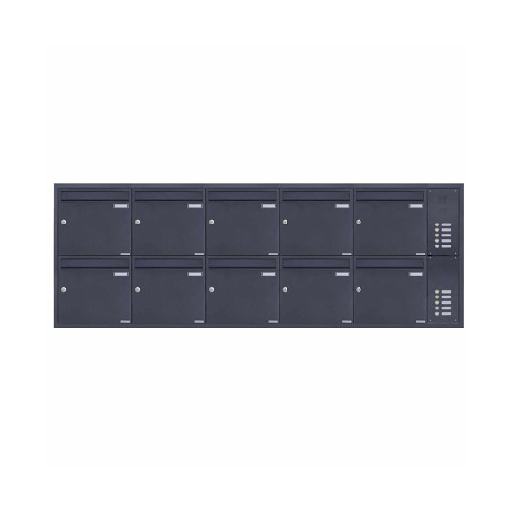10pcs stainless steel flush-mounted letterbox system BASIC Plus 382XU UP with bell box on the side - RAL right 100mm depth | Mailboxes | Briefkasten Manufaktur