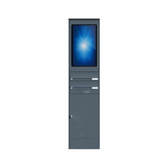 2er Briefkastenstele BASIC Plus 864X - Parcel box 550x370 - 21,5" Touchscreen - RAL colour | Buzones | Briefkasten Manufaktur