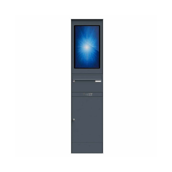 Letterbox pillar BASIC Plus 864X - parcel shelf 550x370 - 21,5" Touchscreen - RAL colour | Buzones | Briefkasten Manufaktur