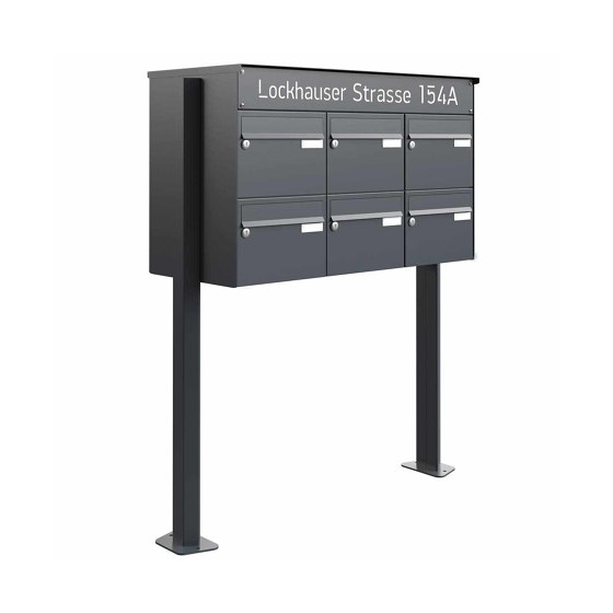 6 x 3x2 letterboxes free-standing Design BASIC Plus 385XP ST-T - LED lettering - RAL colour | Buzones | Briefkasten Manufaktur