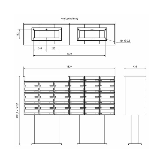 39er Sockel-Briefkastenanlage Design BASIC 385SOC ST-SOC - LED Beschriftung - RAL 7016 anthrazitgrau | Briefkästen | Briefkasten Manufaktur