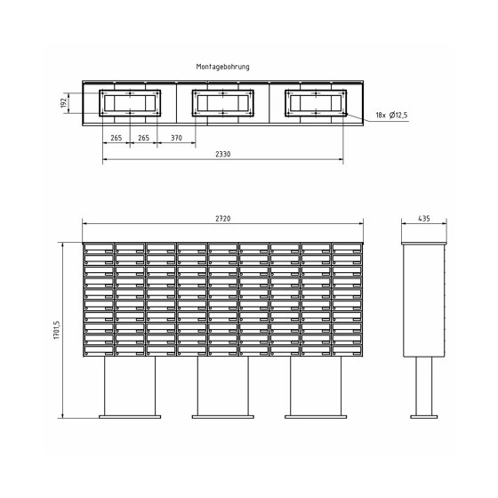 90er Sockel-Briefkastenanlage Design BASIC 385P-7016 ST-SOC - RAL 7016 anthrazitgrau | Briefkästen | Briefkasten Manufaktur
