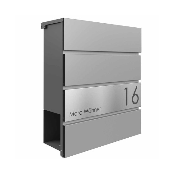 KANT Edition letterbox with newspaper compartment - Elegance 1 design - RAL 9007 grey aluminium | Buzones | Briefkasten Manufaktur