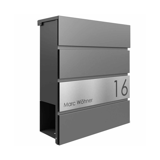 KANT Edition letterbox with newspaper compartment - Elegance 1 design - DB 703 metallic grey | Buzones | Briefkasten Manufaktur