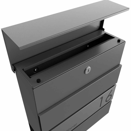 KANT Edition letterbox with newspaper compartment - Elegance 1 design - DB 703 metallic grey | Buzones | Briefkasten Manufaktur