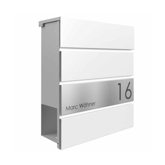 KANT Edition letterbox with newspaper compartment - Elegance 1 design - RAL 9016 traffic white; | Mailboxes | Briefkasten Manufaktur