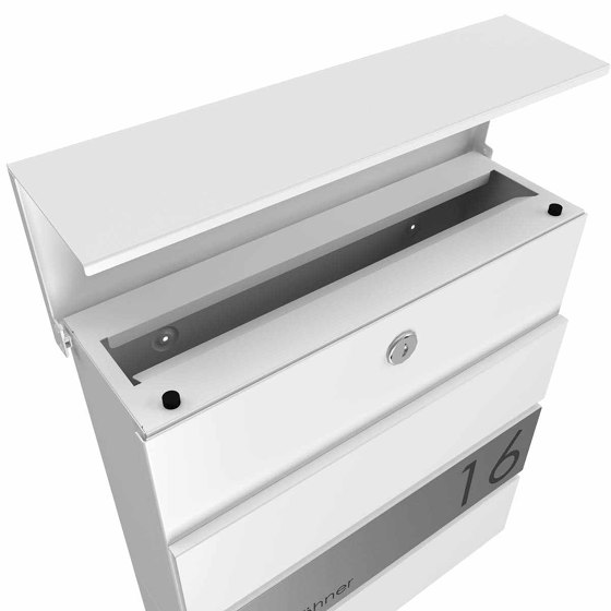 KANT Edition letterbox with newspaper compartment - Elegance 1 design - RAL 9016 traffic white; | Buzones | Briefkasten Manufaktur