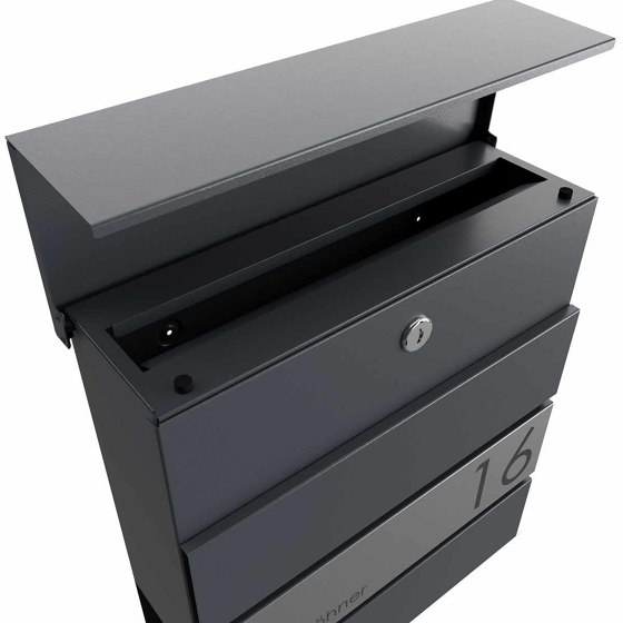 KANT Edition letterbox with newspaper compartment - Elegance 2 design - RAL 7016 anthracite grey | Buzones | Briefkasten Manufaktur