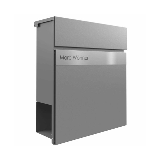 KANT Edition letterbox with newspaper compartment - Elegance 2 design - RAL 9007 grey aluminium | Mailboxes | Briefkasten Manufaktur