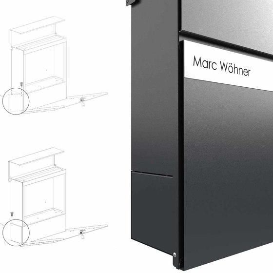 KANT Edition letterbox with newspaper compartment - Elegance 2 design - RAL 9007 grey aluminium | Mailboxes | Briefkasten Manufaktur