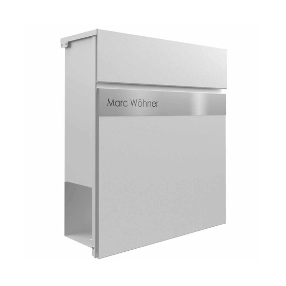 KANT Edition letterbox with newspaper compartment - Elegance 2 design - RAL 9016 traffic white | Buzones | Briefkasten Manufaktur