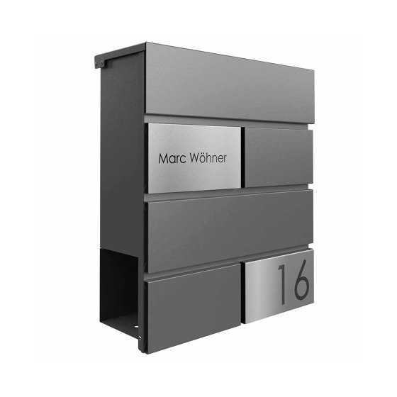 KANT Edition letterbox with newspaper compartment - Elegance 3 design - DB 703 metallic grey | Mailboxes | Briefkasten Manufaktur