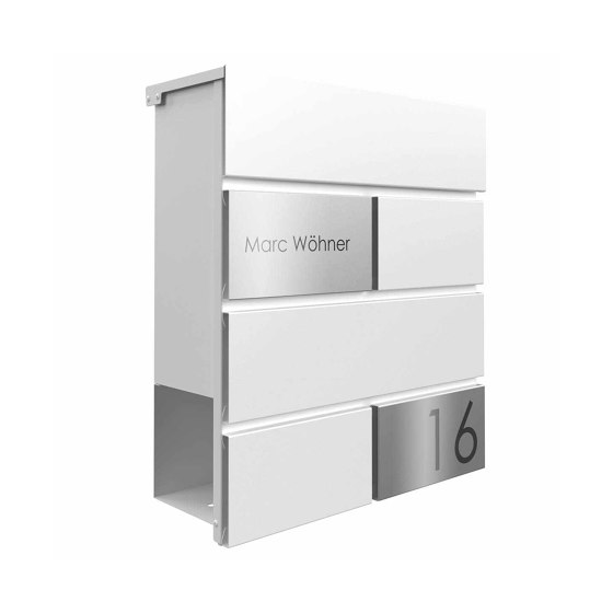 KANT Edition letterbox with newspaper compartment - Design Elegance 3 - RAL 9016 traffic white; | Mailboxes | Briefkasten Manufaktur