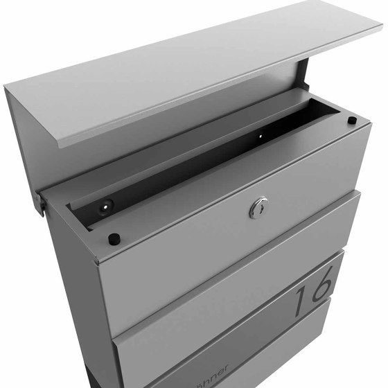 KANT Edition letterbox with newspaper compartment - Elegance 3 design - RAL 9007 grey aluminium | Buzones | Briefkasten Manufaktur