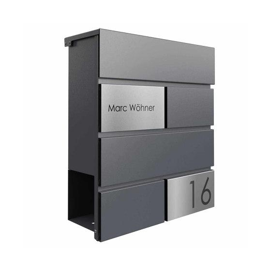 KANT Edition letterbox with newspaper compartment - Elegance 3 design - RAL 7016 anthracite grey | Mailboxes | Briefkasten Manufaktur